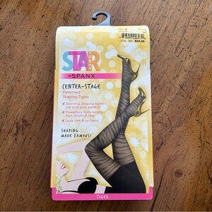 Star Power by Spanx Tights Tiger Center Stage Shaping Patterned Black Animal